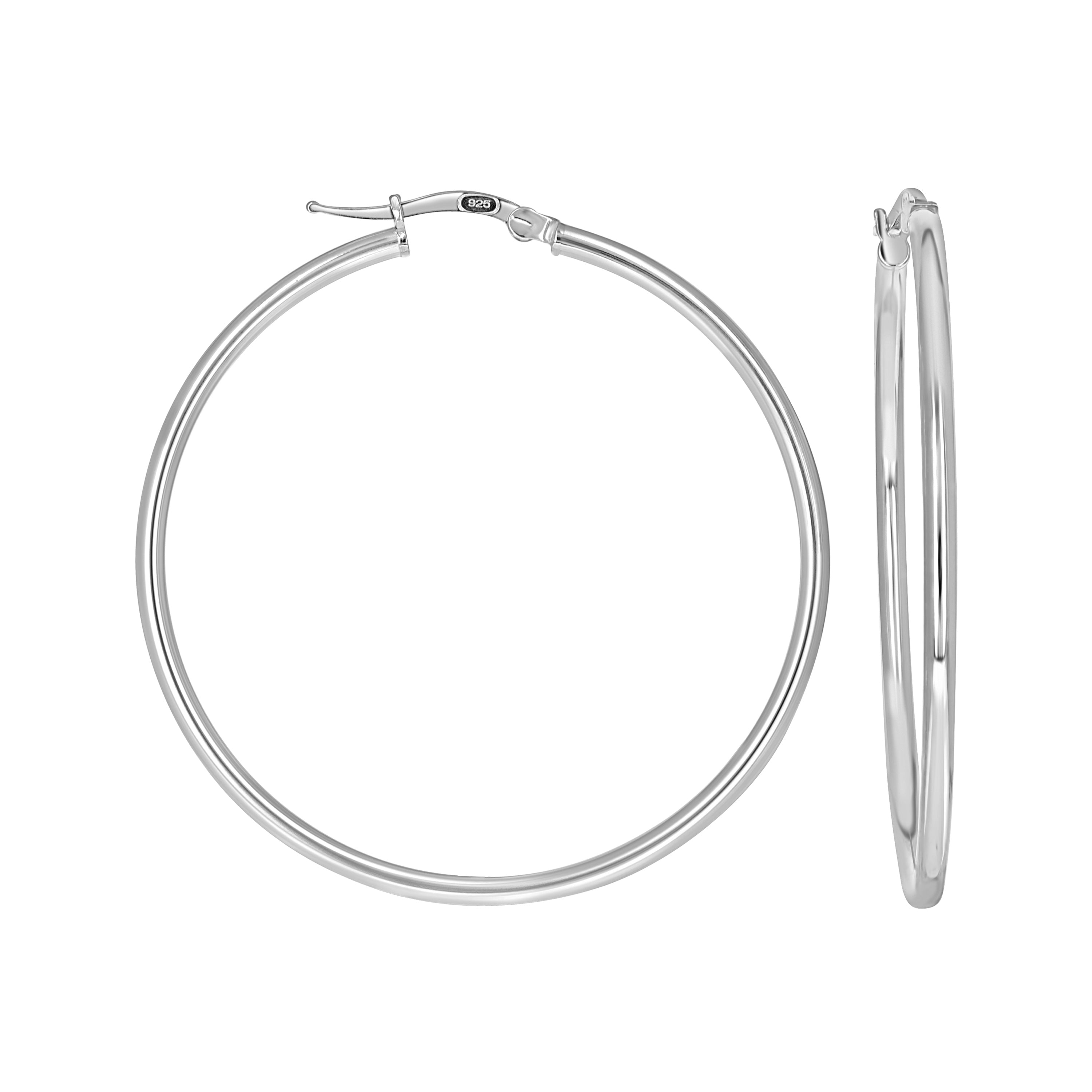 925 Sterling Silver Womens Round Tube Hoop Earrings 