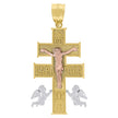 10kt Tri-Color Gold Mens Women Caravaca Crucifix Religious Charm Pendant