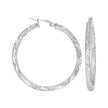 925 Sterling Silver Womens Diamond-Cut Patterned Square Tube Hoop Earrings 