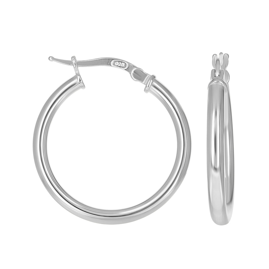 925 Sterling Silver Womens 2.5mm Round Tube Hoop Earrings 