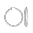 925 Sterling Silver Womens Round Tube Hoop Earrings 