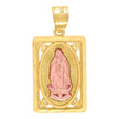 10kt Yellow Gold Diamond-Cut Unisex Mary Guadalupe Rectangular Religious Charm Pendant