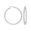 925 Sterling Silver Womens Diamond-Cut Patterned Square Tube Hoop Earrings