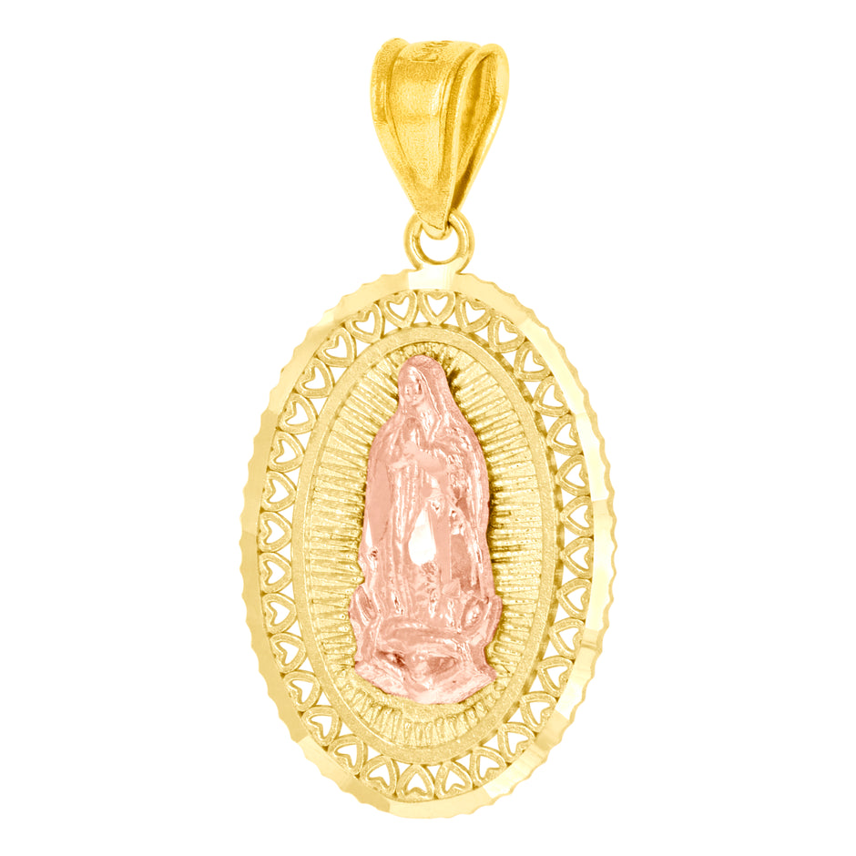 10kt Yellow Gold Unisex Lady Of Guadalupe Religious Charm Pendant
