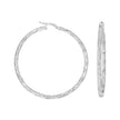 925 Sterling Silver Womens Diamond-Cut Patterned Square Tube Hoop Earrings
