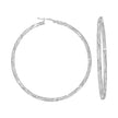 925 Sterling Silver Womens Diamond-Cut Patterned Square Tube Hoop Earrings