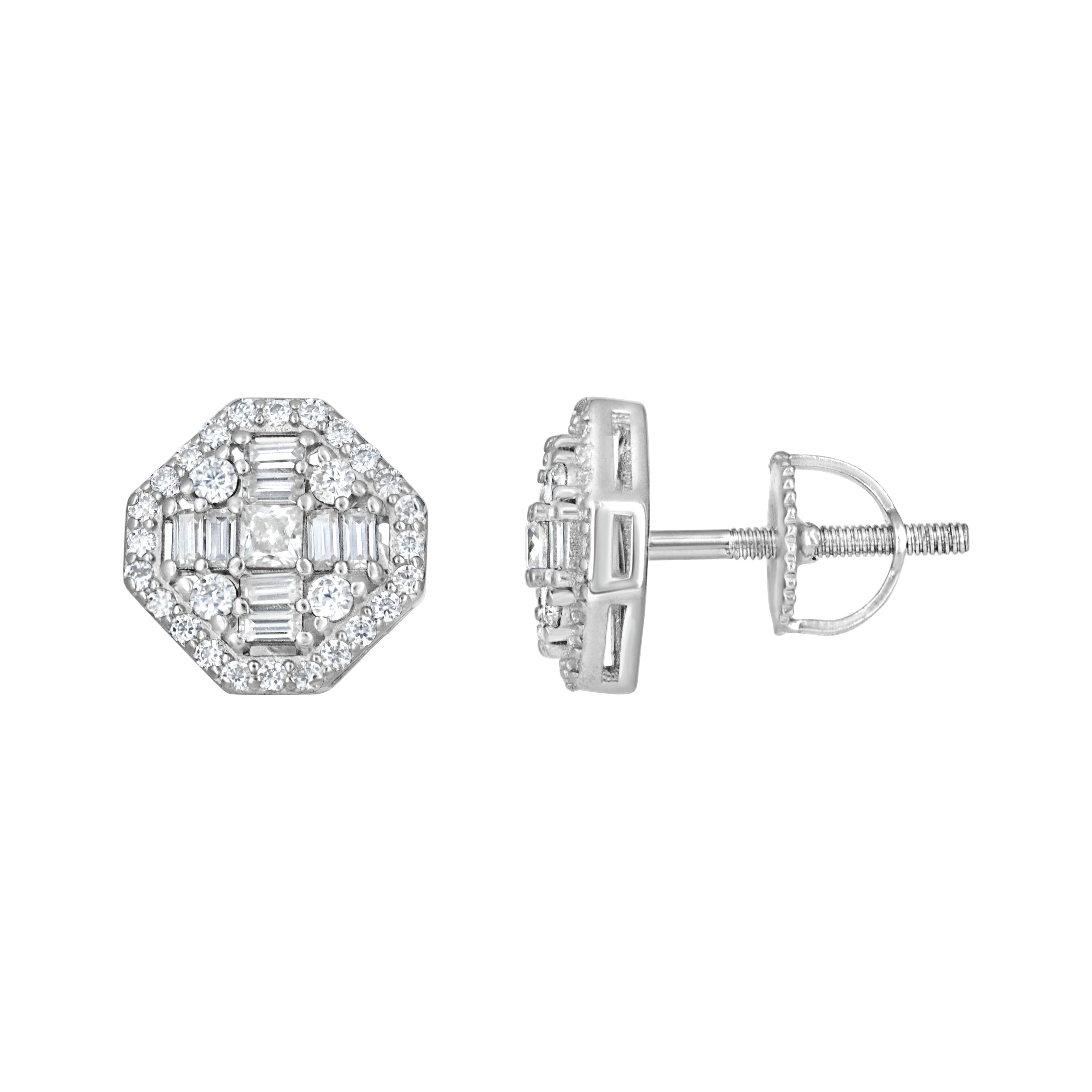 925 Sterling Silver Womens 0.98ct Moissanite Fashion Stud Earrings