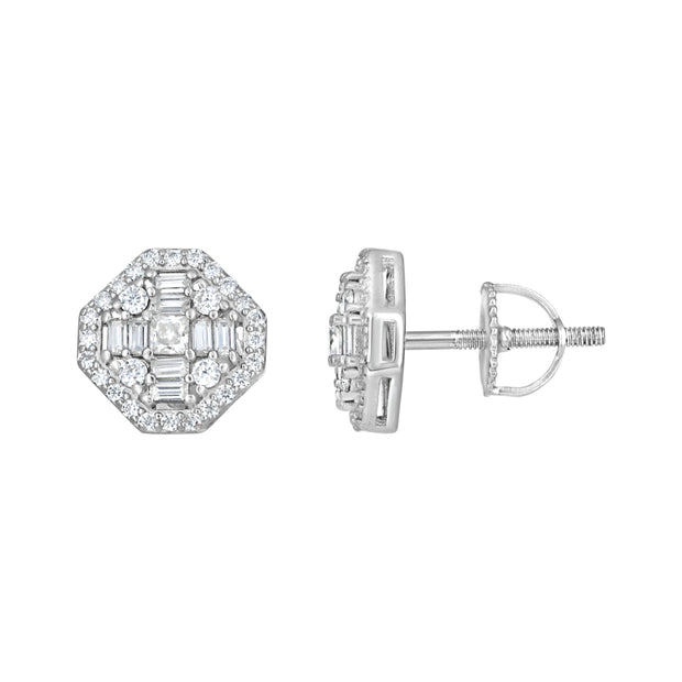 925 Sterling Silver Womens 0.98ct Moissanite Fashion Stud Earrings