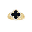 14kt Yellow Gold Womens Cubic-Zirconia Black Clover Good Luck Ring