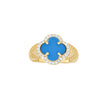 14kt Yellow Gold Womens Cubic-Zirconia Sky Blue Clover Good Luck Ring