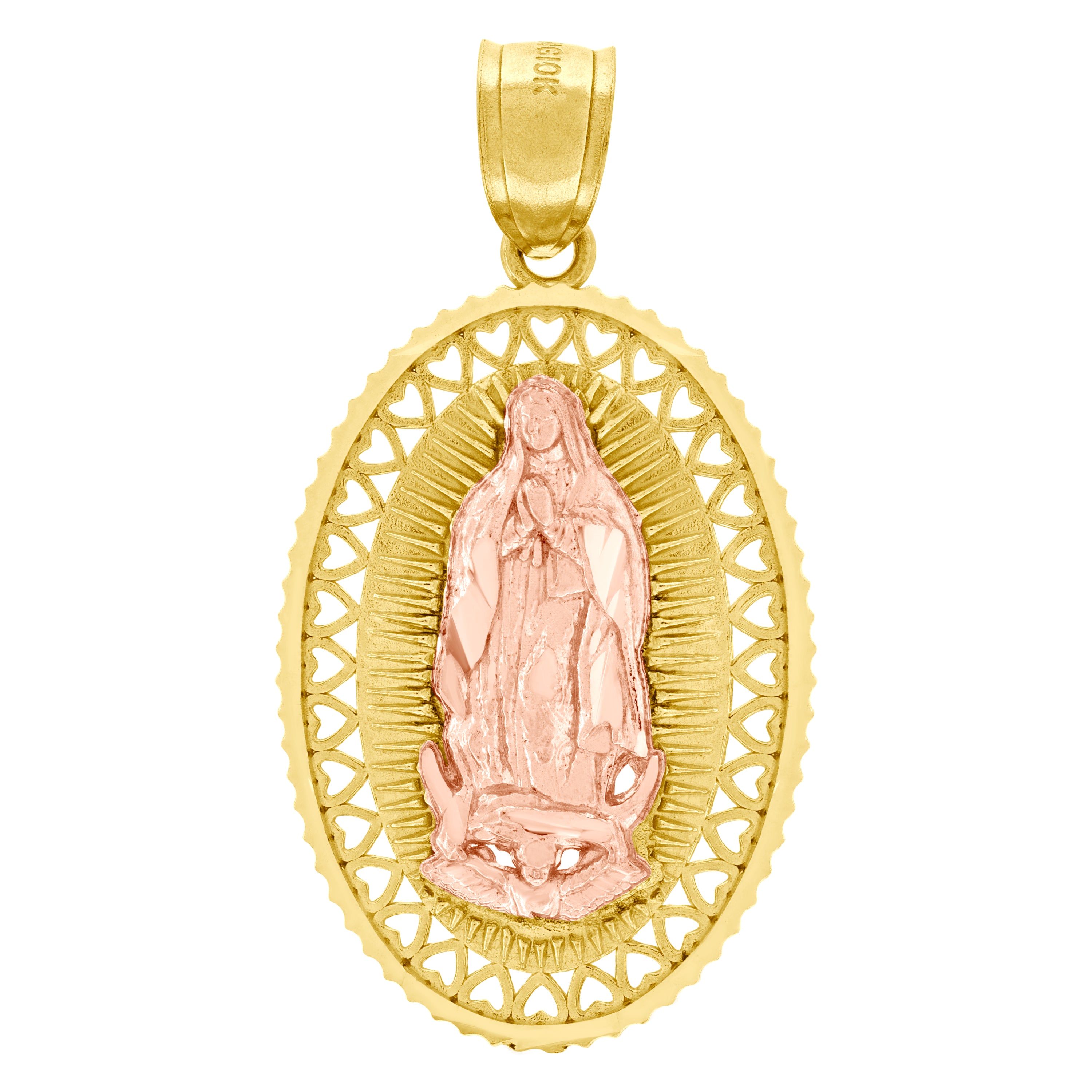 10kt Two-Tone Gold Unisex Lady Of Guadalupe Religious Charm Pendant