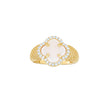 14kt Yellow Gold Womens Cubic-Zirconia White Clover Good Luck Ring