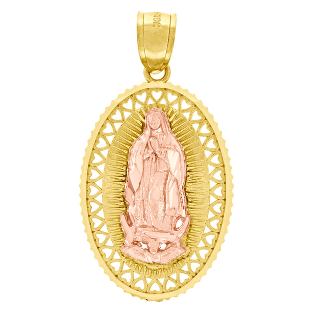 10kt Two-Tone Gold Unisex Lady Of Guadalupe Religious Charm Pendant