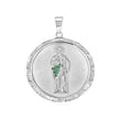 925 Sterling Silver Unisex Green Cubic-Zirconia Round St. Jude Religious Pendant