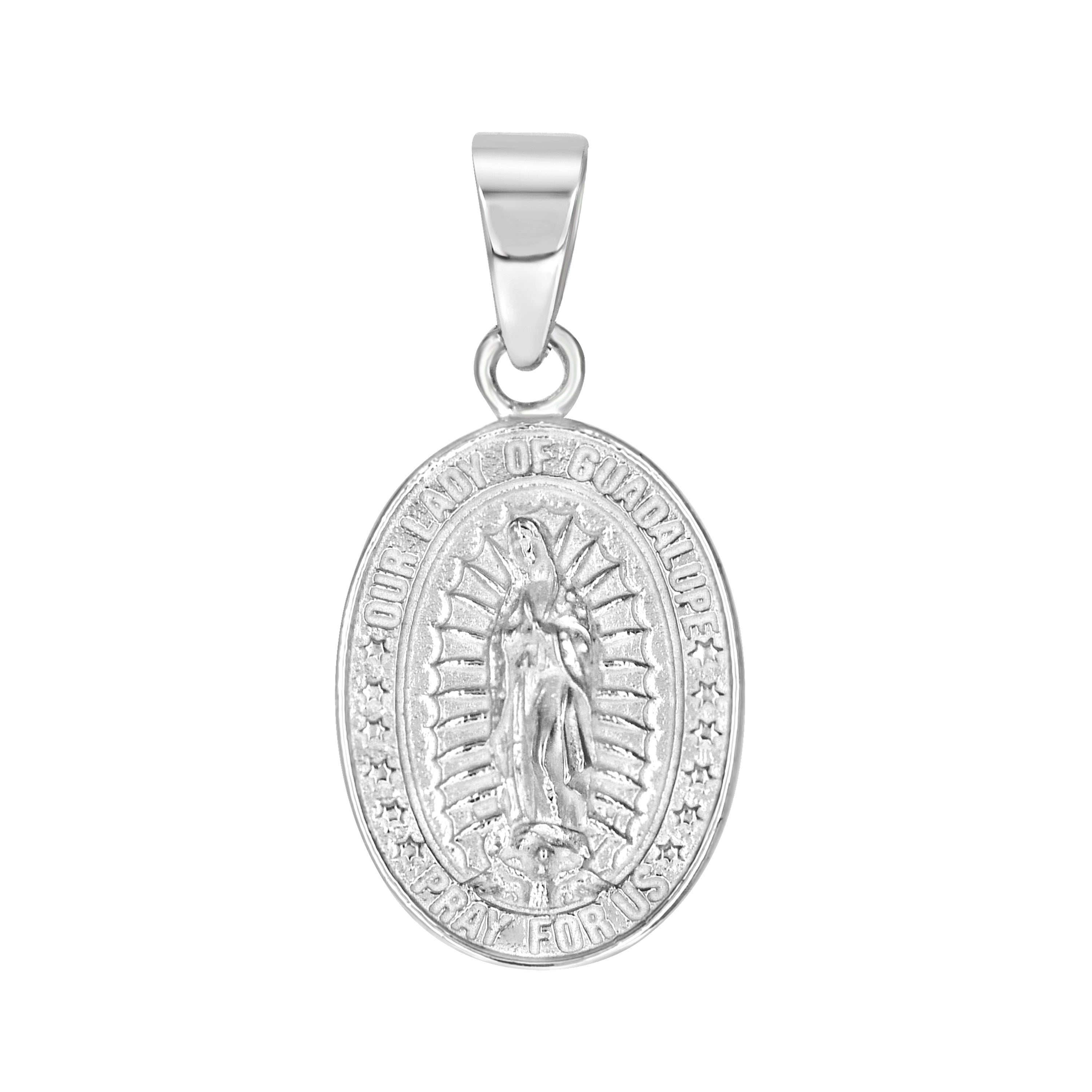 925 Sterling Silver Unisex Our Lady Of Guadalupe Pray For Us Religious Pendant