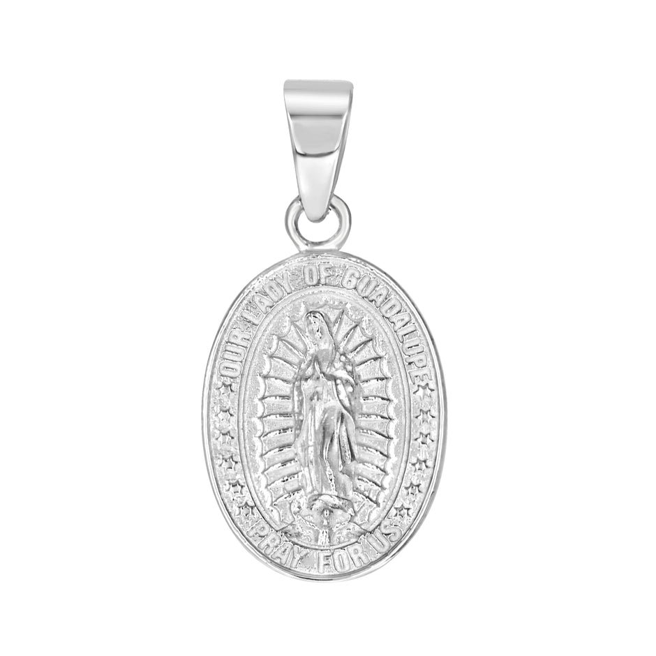 925 Sterling Silver Unisex Our Lady Of Guadalupe Pray For Us Religious Pendant