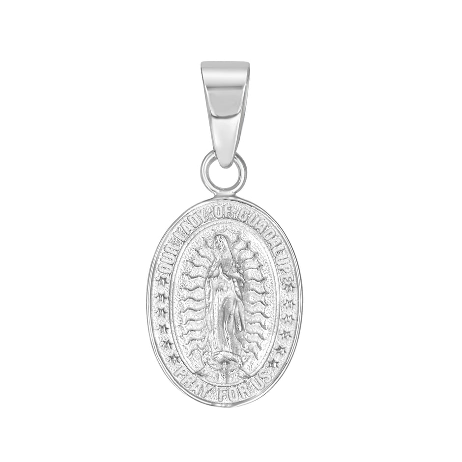 925 Sterling Silver Unisex Our Lady Of Guadalupe Pray For Us Religious Pendant