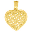 10kt Yellow Gold Diamond-Cut Unisex Heart Charm Pendant