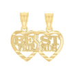 10kt Two-Tone Gold Womens Textured Best Friends Break Apart Double Hearts Charm Pendant