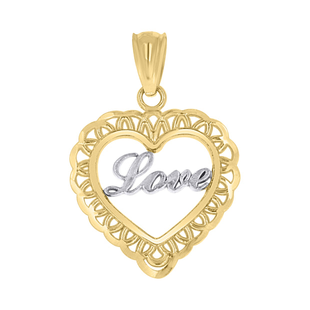 10kt Gold Yellow Unisex Love Heart Charm Pendant