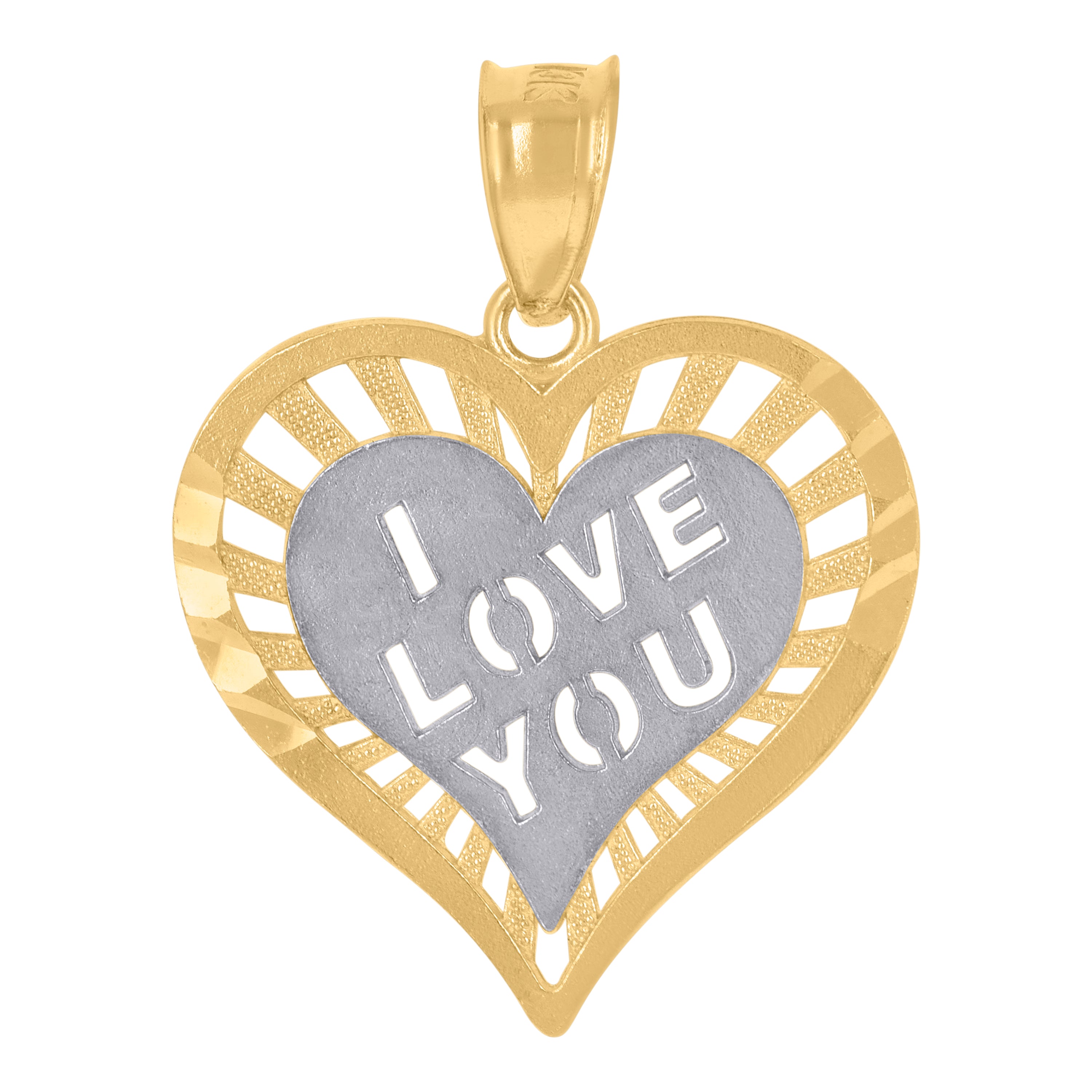 10kt Yellow Gold Womens Textured I Love You Heart Charm Pendant