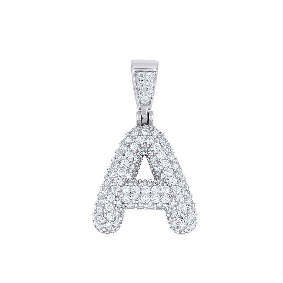 925 Sterling Silver 1.00ct Moissanite Initial Alphabet A Charm Pendant