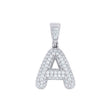 925 Sterling Silver 1.00ct Moissanite Initial Alphabet A Charm Pendant
