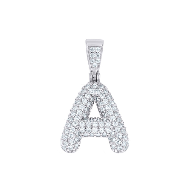 925 Sterling Silver 1.00ct Moissanite Initial Alphabet A Charm Pendant