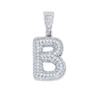 925 Sterling Silver 1.23ct Moissanite Initial Alphabet B Charm Pendant