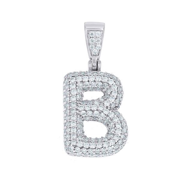 925 Sterling Silver 1.23ct Moissanite Initial Alphabet B Charm Pendant