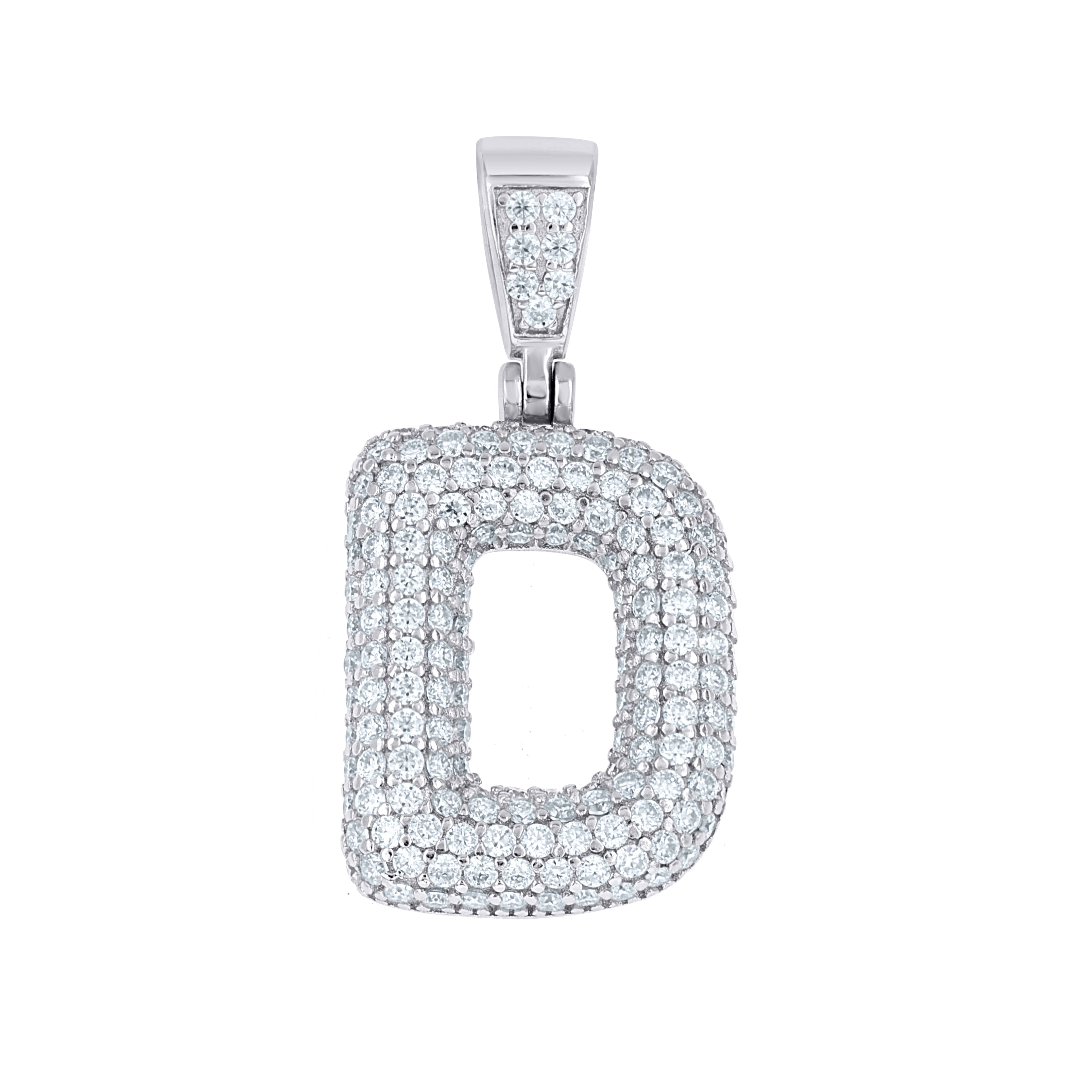 925 Sterling Silver 1.20ct Moissanite Initial Alphabet D Charm Pendant