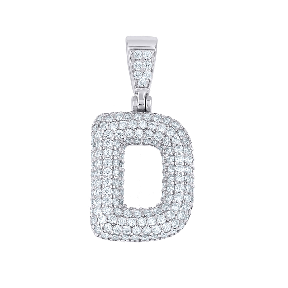 925 Sterling Silver 1.20ct Moissanite Initial Alphabet D Charm Pendant