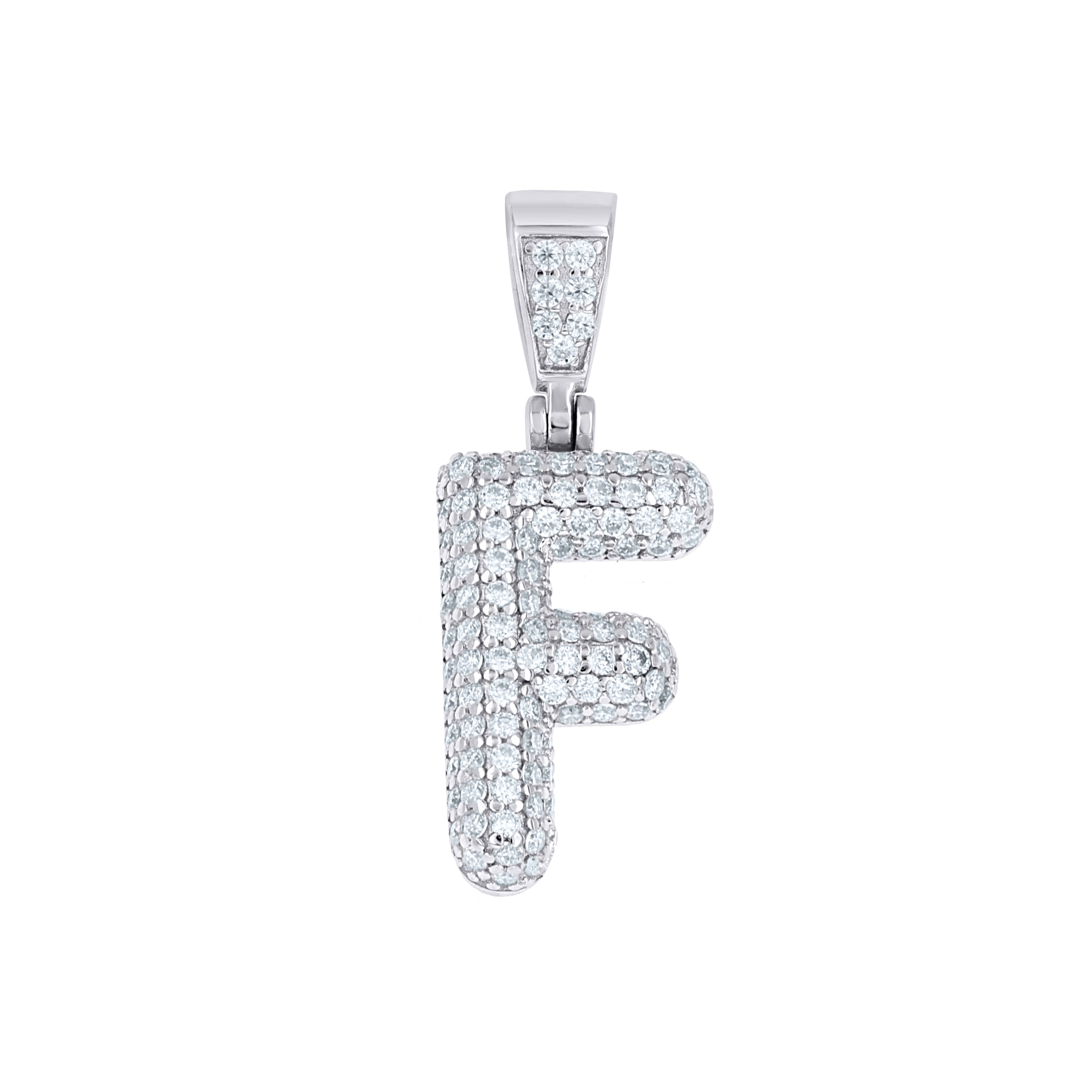 925 Sterling Silver 0.80ct Moissanite Initial Alphabet F Charm Pendant