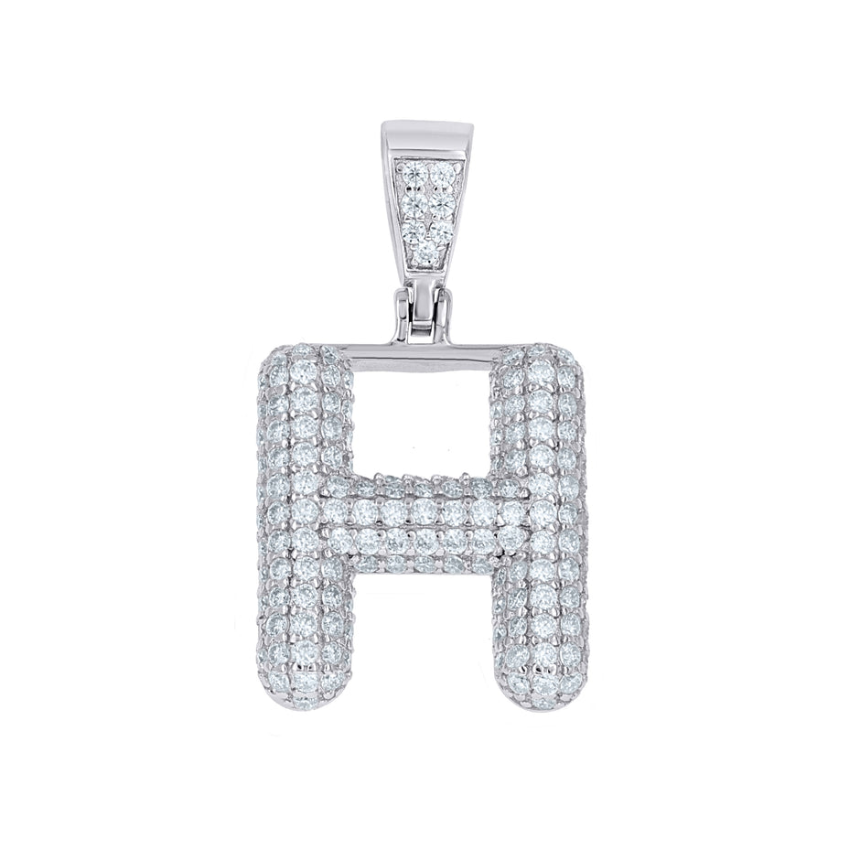 925 Sterling Silver 1.00ct Moissanite Initial Alphabet H Charm Pendant