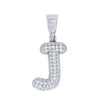 925 Sterling Silver 0.66ct Moissanite Initial Alphabet J Charm Pendant