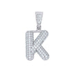 925 Sterling Silver 1.00ct Moissanite Initial Alphabet K Charm Pendant