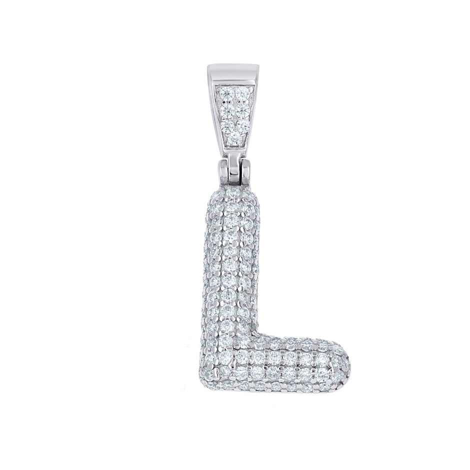 925 Sterling Silver 0.80ct Moissanite Initial Alphabet L Charm Pendant