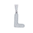 925 Sterling Silver 0.80ct Moissanite Initial Alphabet L Charm Pendant