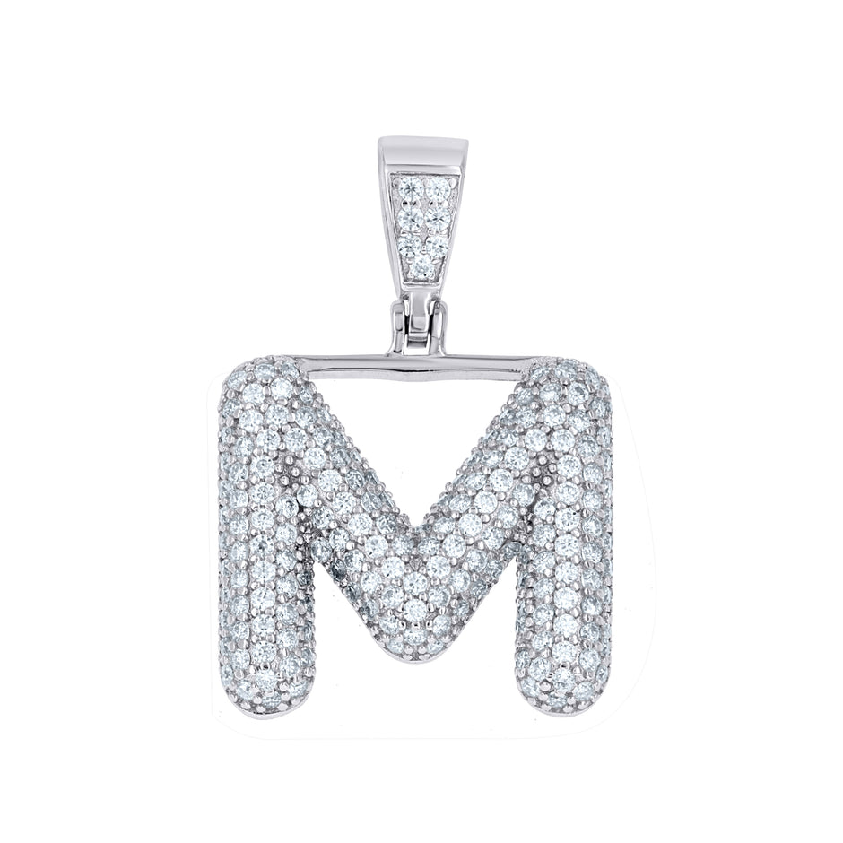 925 Sterling Silver 1.32ct Moissanite Initial Alphabet M Charm Pendant