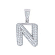 925 Sterling Silver 1.20ct Moissanite Initial Alphabet N Charm Pendant