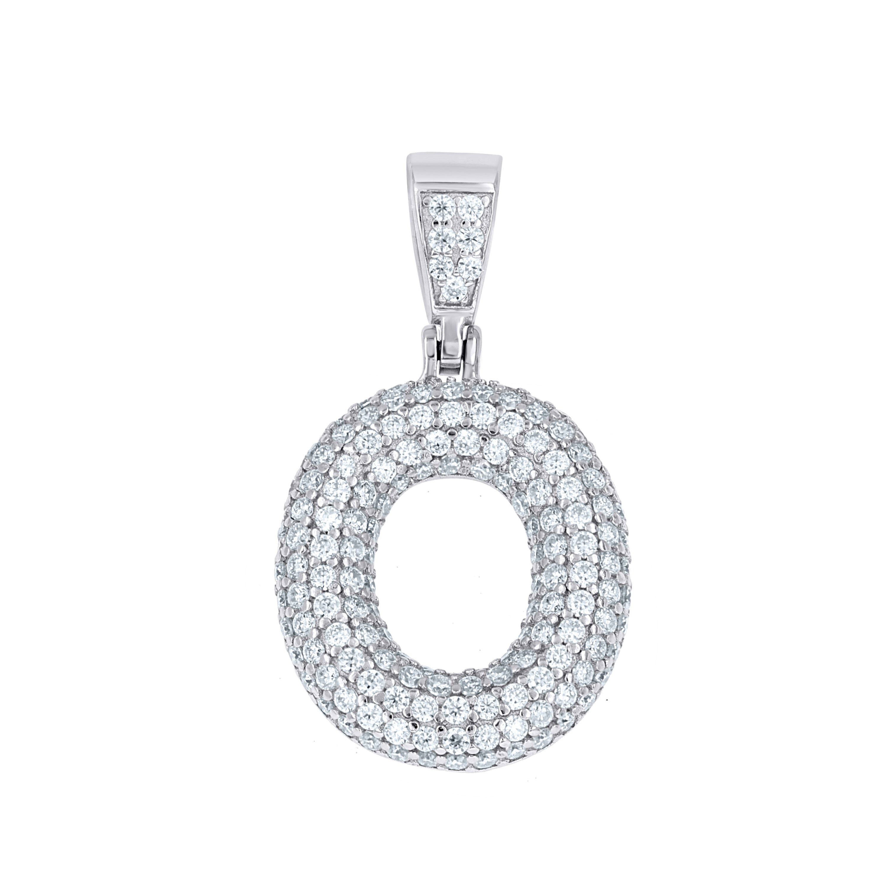 925 Sterling Silver 1.10ct Moissanite Initial Alphabet O Charm Pendant