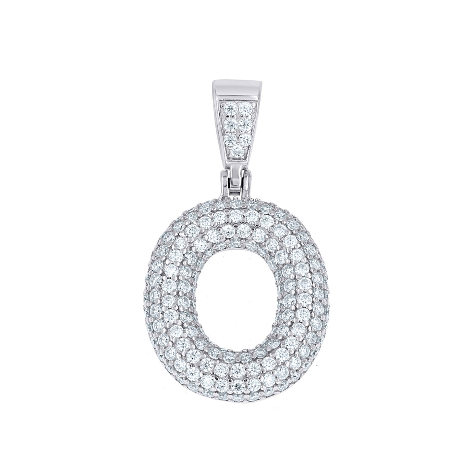 925 Sterling Silver 1.10ct Moissanite Initial Alphabet O Charm Pendant