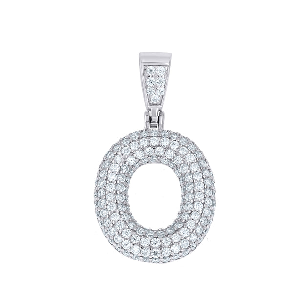 925 Sterling Silver 1.10ct Moissanite Initial Alphabet O Charm Pendant