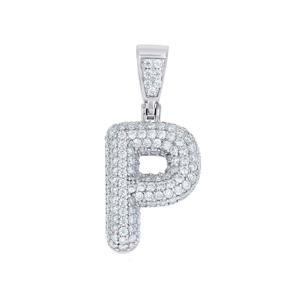 925 Sterling Silver 0.90ct Moissanite Initial Alphabet P Charm Pendant