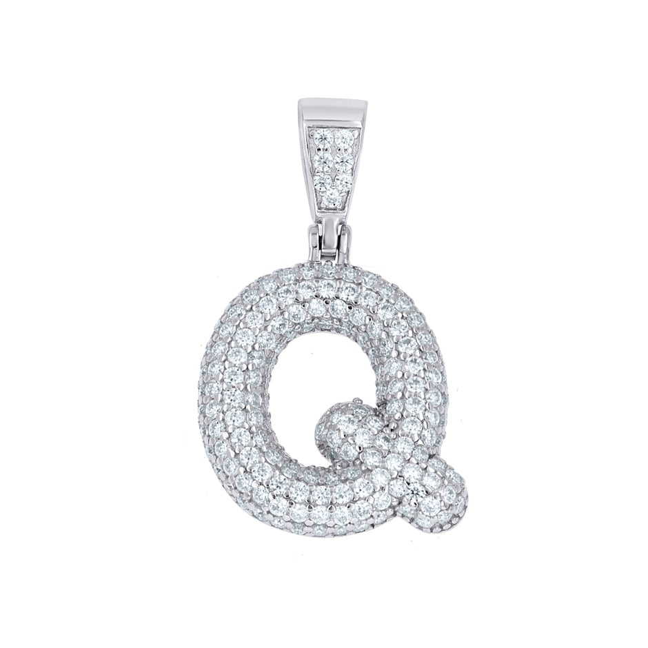 925 Sterling Silver 1.20ct Moissanite Initial Alphabet Q Charm Pendant