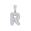 925 Sterling Silver 1.10ct Moissanite Initial Alphabet R Charm Pendant