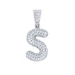 925 Sterling Silver 0.90ct Moissanite Initial Alphabet S Charm Pendant