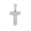 925 Sterling Silver 0.72ct Moissanite Initial Alphabet T Charm Pendant