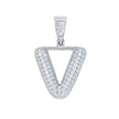 925 Sterling Silver 0.90ct Moissanite Initial Alphabet V Charm Pendant