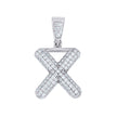925 Sterling Silver 1.00ct Moissanite Initial Alphabet X Charm Pendant